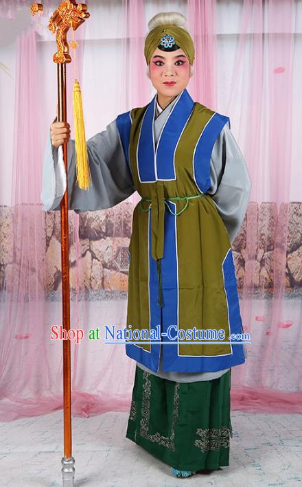 Chinese Beijing Opera Old Women Costume Embroidered Cape, Traditional China Peking Opera Pantaloon Embroidery Clothing