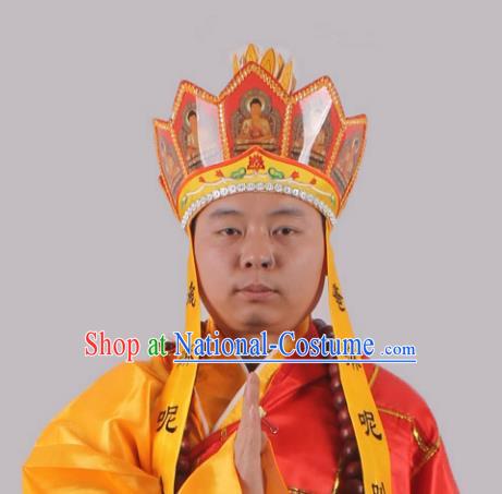 Asian Chinese Beijing Opera Buddhism Hat, Traditional China Peking Opera Monks Headwear