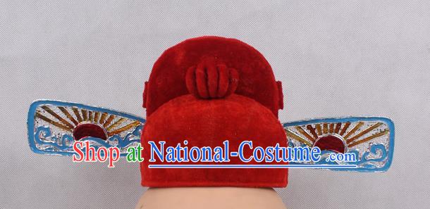 Asian Chinese Beijing Opera County Magistrate Red Hats, Traditional China Peking Opera Lang Scholar Headwear