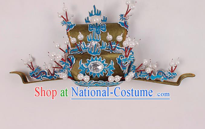 Asian Chinese Beijing Opera Prime Minister Hat, Traditional China Peking Opera Chancellor Hats Headwear