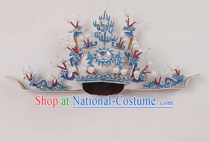 Asian Chinese Beijing Opera Prime Minister White Hat, Traditional China Peking Opera Chancellor Hats Headwear