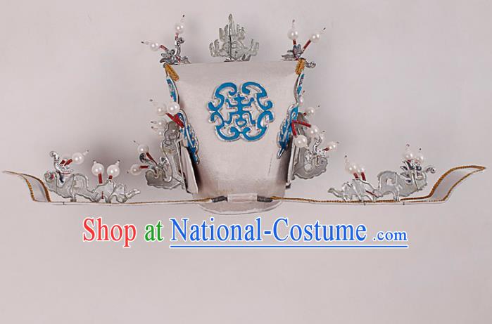 Traditional China Beijing Opera Costume Gifted Scholar Embroidered Robe and Hat Ancient Chinese Peking Opera Embroidery Clothing