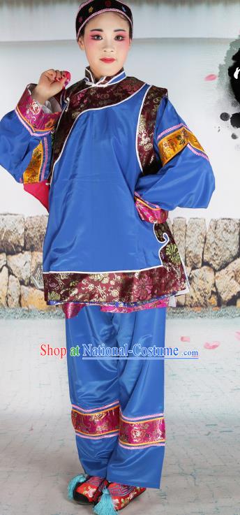 Chinese Beijing Opera Pantaloon Embroidered Deep Blue Costume, China Peking Opera Landlord Shiva Embroidery Clothing