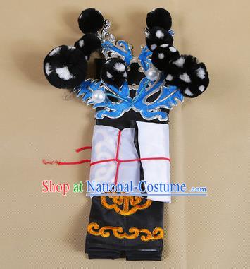 Asian Chinese Beijing Opera Takefu Black Hats, Traditional China Peking Opera Martial Role Headwear