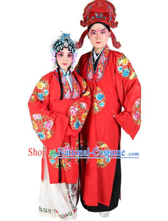 Chinese Beijing Opera Actress and Niche Embroidered Red Costume, China Peking Opera Embroidery Clothing Complete Set