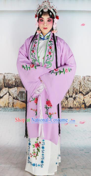 Chinese Beijing Opera Actress Nobility Lady Embroidered Purple Costume, China Peking Opera Diva Embroidery Clothing