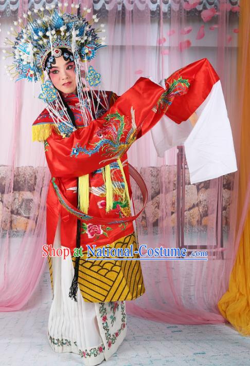 Chinese Beijing Opera Imperial Concubine Costume Embroidered Robe, China Peking Opera Actress Embroidery Red Clothing