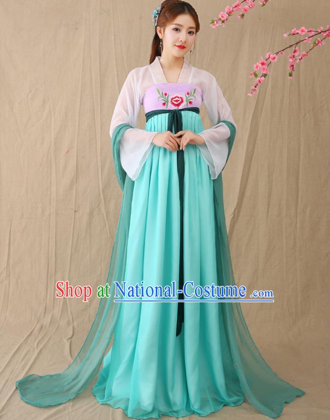 Traditional Chinese Han Dynasty Imperial Princess Costume, China Ancient Palace Lady Embroidered Hanfu Clothing for Women