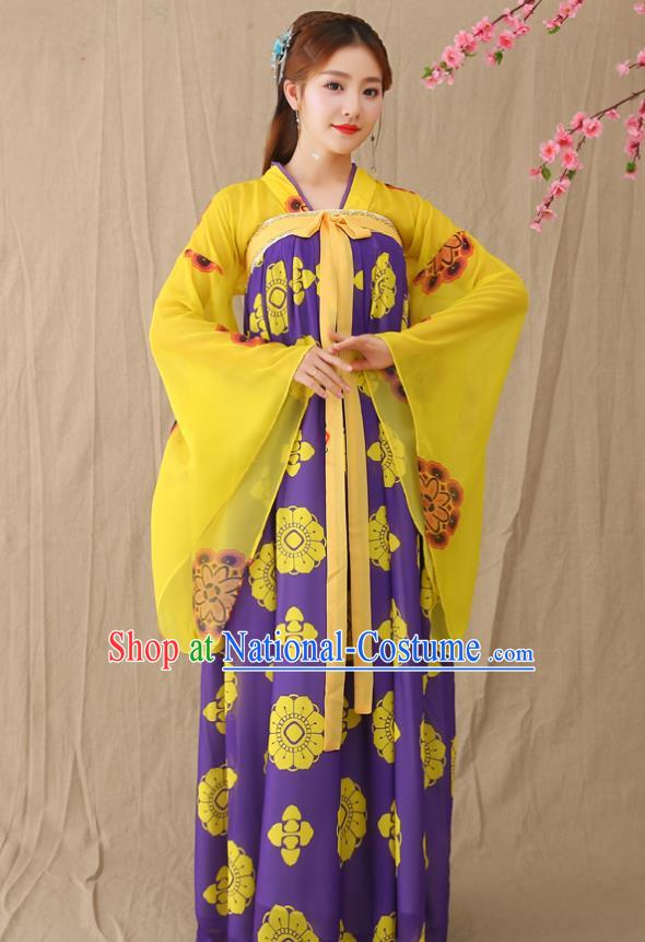 Traditional Chinese Tang Dynasty Princess Fairy Costume, China Ancient Palace Lady Hanfu Clothing for Women