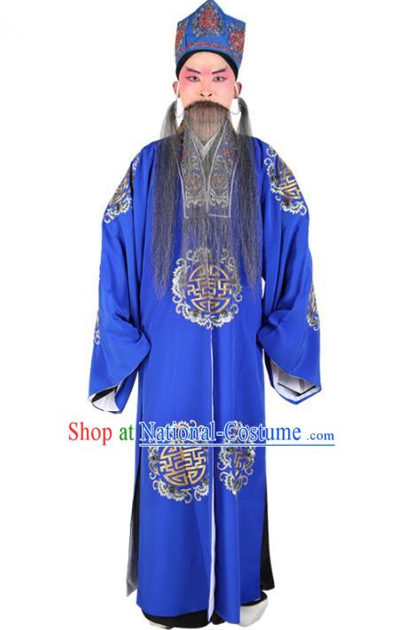 Chinese Beijing Opera Old Men Costume Embroidered Robe, China Peking Opera Ministry Councillor Clothing