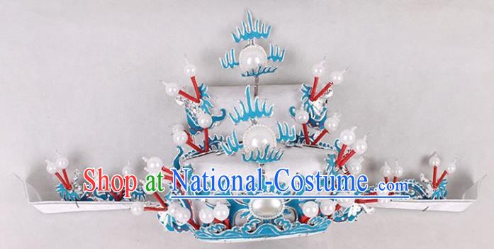 Asian Chinese Beijing Opera Prime Minister White Hat, Traditional China Peking Opera Royal Highness Hats Headwear