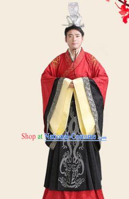 Traditional Chinese Han Dynasty Minister Wedding Costume, China Ancient Bridegroom Embroidered Hanfu Clothing for Men