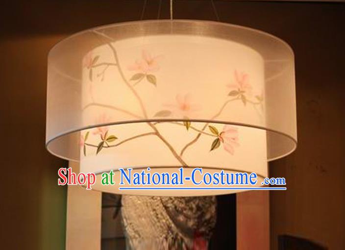 Traditional Chinese Handmade Sheepskin Painting Magnolia Flowers Palace Lantern China Ceiling Palace Lamp