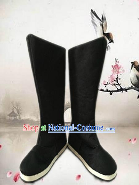 Traditional Handmade Chinese Han Dynasty Minister Boots Hanfu Shoes for Men