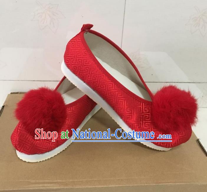 Traditional Chinese Ancient Princess Embroidered Red Blood Stained Shoes, China Handmade Hanfu Embroidery Shoes for Women