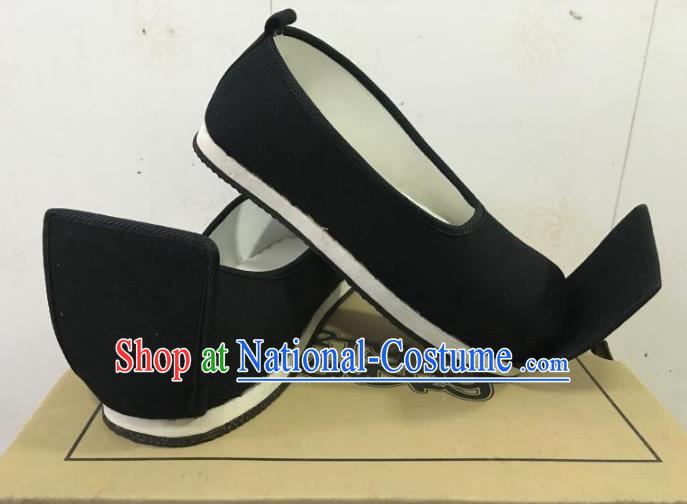 Traditional Chinese Ancient Han Dynasty Black Cloth Shoes, China Handmade Hanfu Shoes for Men