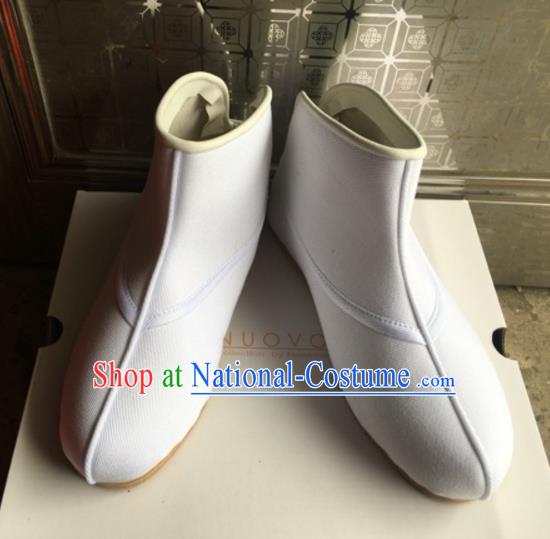 Traditional Chinese Ancient Peking Opera Takefu Shoes, China Handmade Hanfu White Quick Shoes for Men