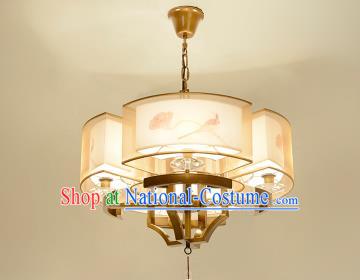 Traditional Chinese Handmade Sheepskin Printing Lotus Golden Palace Lantern China Ceiling Palace Lamp