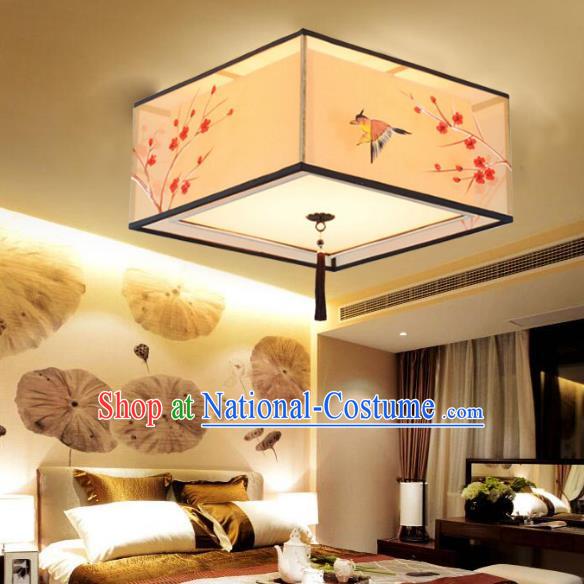 Traditional Chinese Handmade Painting Wintersweet Silk Palace Lantern China Ceiling Palace Lamp