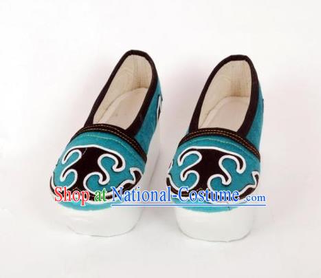 Traditional Chinese Ancient Niche Blue Shoes, China Peking Opera Handmade Hanfu Shoes for Men