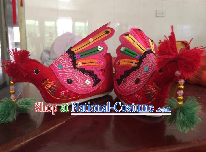 Traditional Chinese Ancient Phoenix Shoes, China Handmade Hanfu Embroidery Shoes for Women