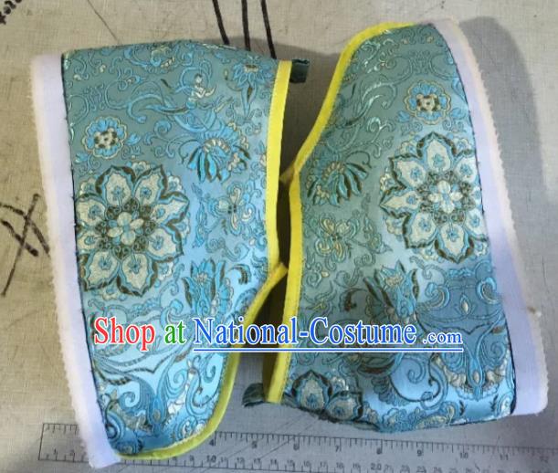 Traditional Chinese Ancient Swordsman Blue Satin Shoes, China Handmade Peking Opera Hanfu Embroidery Shoes for Women