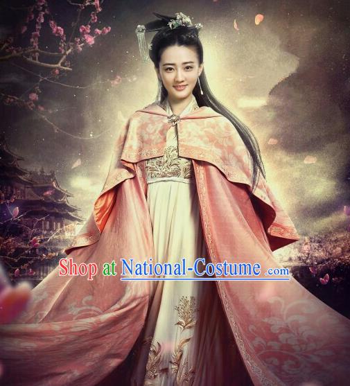 Traditional Ancient Chinese Tang Dynasty Palace Princess Embroidered Costume and Headpiece Complete Set for Women