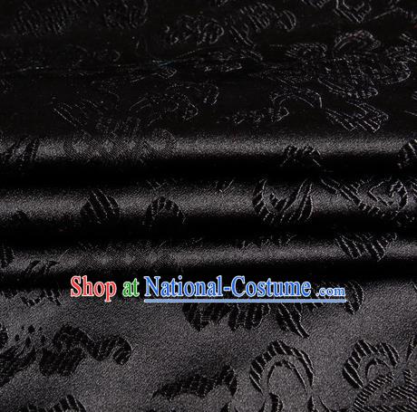 Chinese Royal Palace Traditional Costume Chinese Knots Pattern Black Satin Brocade Fabric, Chinese Ancient Clothing Drapery Hanfu Cheongsam Material