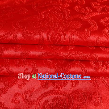 Chinese Royal Palace Traditional Costume Rich Pattern Red Satin Brocade Fabric, Chinese Ancient Clothing Drapery Hanfu Cheongsam Material