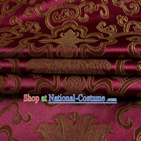 Chinese Royal Palace Traditional Costume Rich Pattern Amaranth Satin Brocade Fabric, Chinese Ancient Clothing Drapery Hanfu Cheongsam Material