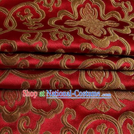 Chinese Royal Palace Traditional Costume Rich Pattern Purplish Red Satin Brocade Fabric, Chinese Ancient Clothing Drapery Hanfu Cheongsam Material