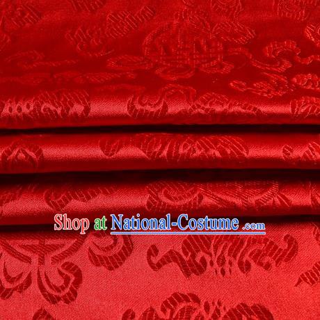 Chinese Traditional Costume Royal Palace Pattern Red Satin Brocade Fabric, Chinese Ancient Clothing Drapery Hanfu Cheongsam Material