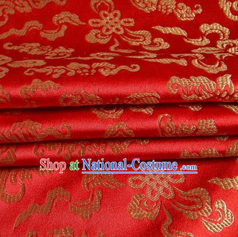 Chinese Traditional Costume Royal Palace Chinese Knots Pattern Red Satin Brocade Fabric, Chinese Ancient Clothing Drapery Hanfu Cheongsam Material