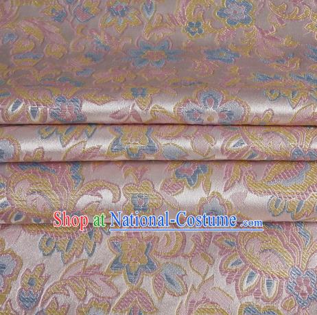 Chinese Traditional Costume Royal Palace Morning Glory Pattern Pink Satin Brocade Fabric, Chinese Ancient Clothing Drapery Hanfu Cheongsam Material