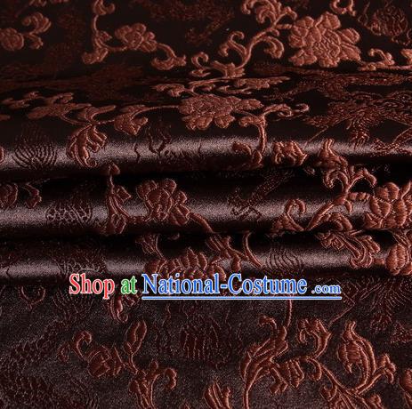 Chinese Traditional Costume Royal Palace Dragons Pattern Coffee Satin Brocade Fabric, Chinese Ancient Clothing Drapery Hanfu Cheongsam Material