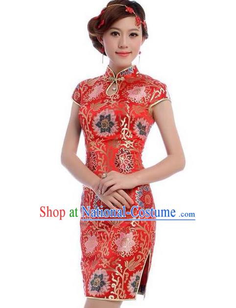 Chinese Traditional Flower Silk Fabric Brocade Embroidered Fabric Dress Material