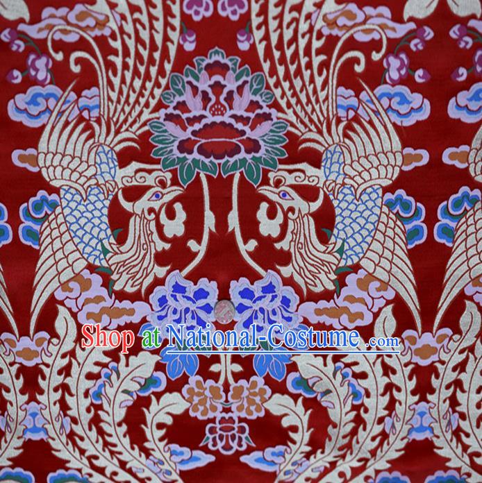 Chinese Traditional Costume Royal Palace Phoenix Pattern Satin Nanjing Brocade Fabric, Chinese Ancient Clothing Drapery Hanfu Cheongsam Material