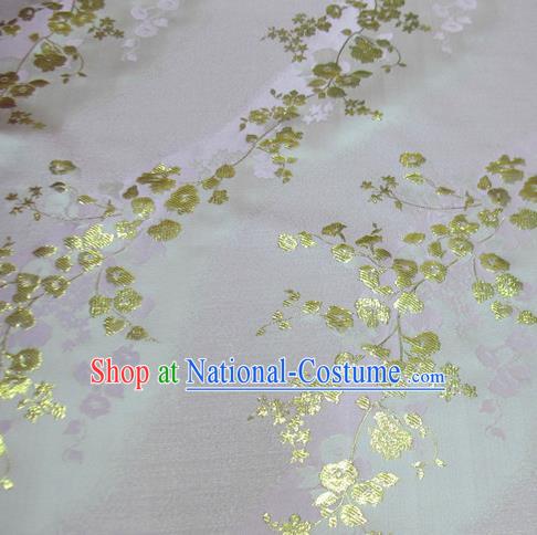 Chinese Traditional Costume Royal Palace Golden Wintersweet Pattern Satin Pink Brocade Fabric, Chinese Ancient Clothing Drapery Hanfu Cheongsam Material