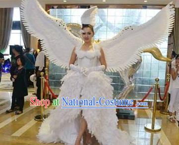 Top Grade Halloween Model Show Costume Ceremonial Occasions Brazil Parade Giant Feather Clothing and Hair Accessories