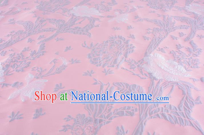 Chinese Traditional Costume Royal Palace Jacquard Weave Pink Satin Brocade Fabric, Chinese Ancient Clothing Drapery Hanfu Cheongsam Material