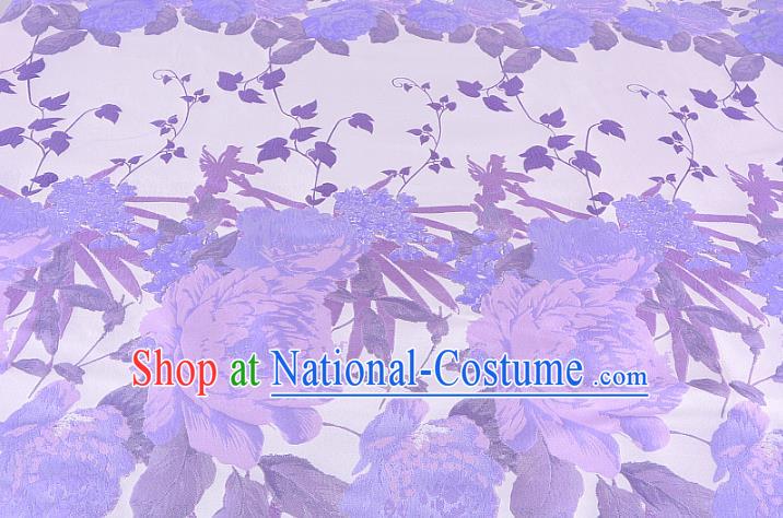 Chinese Traditional Costume Royal Palace Peony Pattern Purple Brocade Fabric, Chinese Ancient Clothing Drapery Hanfu Cheongsam Material