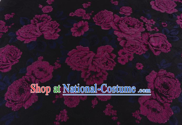 Chinese Traditional Costume Royal Palace Jacquard Weave Rosy Peony Brocade Fabric, Chinese Ancient Clothing Drapery Hanfu Cheongsam Material