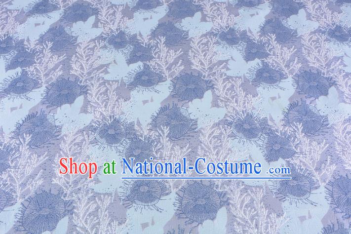 Chinese Traditional Costume Royal Palace Jacquard Weave Pine Needles Blue Brocade Fabric, Chinese Ancient Clothing Drapery Hanfu Cheongsam Material