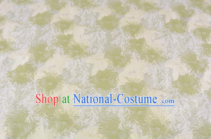 Chinese Traditional Costume Royal Palace Jacquard Weave Pine Needles Green Brocade Fabric, Chinese Ancient Clothing Drapery Hanfu Cheongsam Material