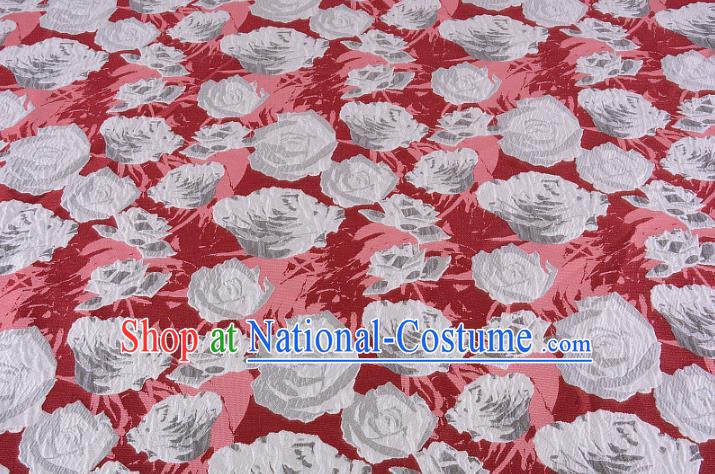 Chinese Traditional Costume Royal Palace Jacquard Weave Rose Red Fabric, Chinese Ancient Clothing Drapery Hanfu Cheongsam Material