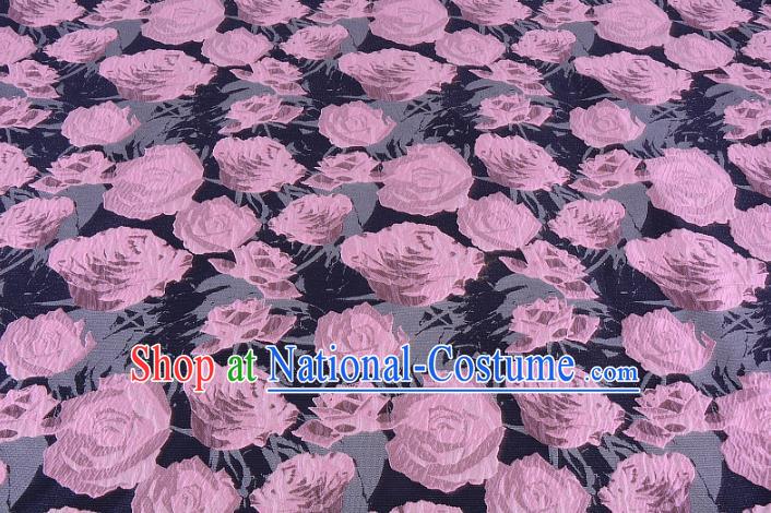 Chinese Traditional Costume Royal Palace Jacquard Weave Pink Rose Fabric, Chinese Ancient Clothing Drapery Hanfu Cheongsam Material