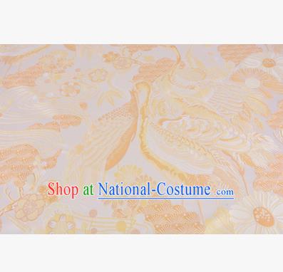 Chinese Traditional Costume Royal Palace Jacquard Weave Yellow Crane Brocade Fabric, Chinese Ancient Clothing Drapery Hanfu Cheongsam Material