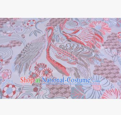 Chinese Traditional Costume Royal Palace Jacquard Weave Crane Brocade Fabric, Chinese Ancient Clothing Drapery Hanfu Cheongsam Material