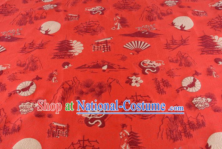 Chinese Traditional Costume Royal Palace Pattern Red Brocade Fabric, Chinese Ancient Clothing Drapery Hanfu Cheongsam Material