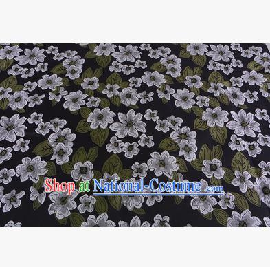 Chinese Traditional Costume Royal Palace Printing White Flowers Brocade Fabric, Chinese Ancient Clothing Drapery Hanfu Cheongsam Material